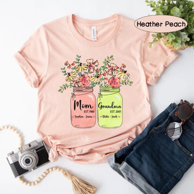 Custom Grandma Shirt – Grandma to Be with Custom Grandchild Names for Mother’s Day