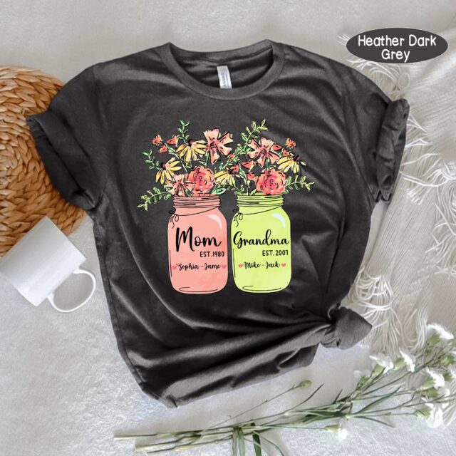 Custom Grandma Shirt – Grandma to Be with Custom Grandchild Names for Mother’s Day