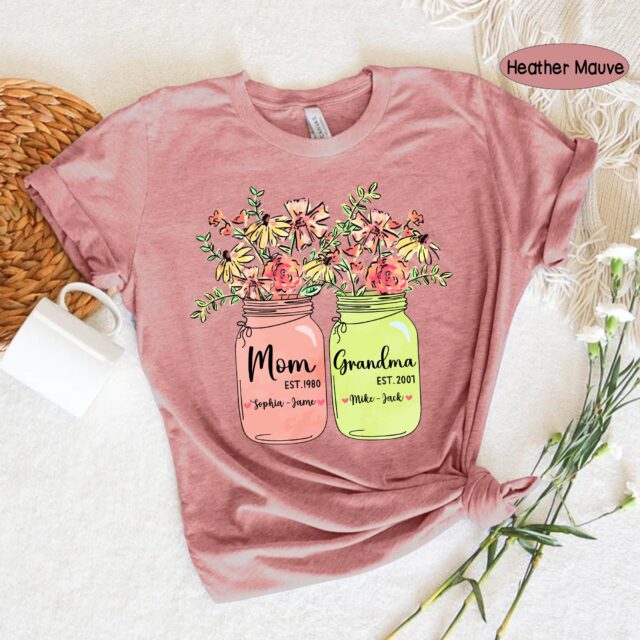 Custom Grandma Shirt – Grandma to Be with Custom Grandchild Names for Mother’s Day