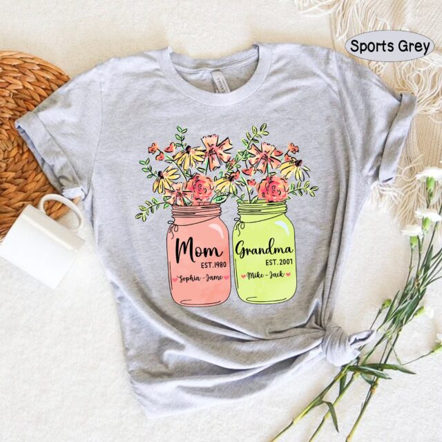 Custom Grandma Shirt – Grandma to Be with Custom Grandchild Names for Mother’s Day