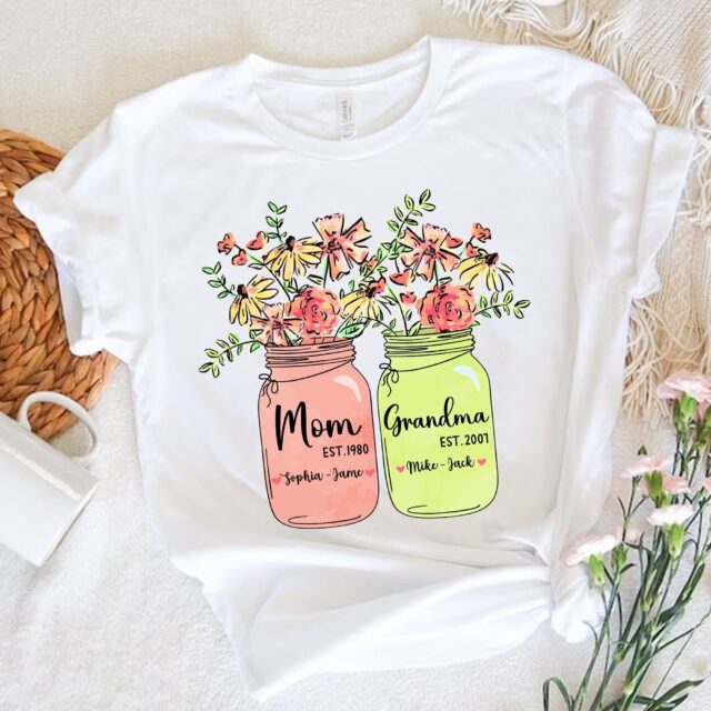 Custom Grandma Shirt – Grandma to Be with Custom Grandchild Names for Mother’s Day