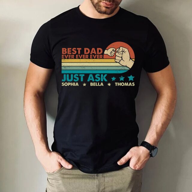 Best Dad Ever Shirt – Custom Grandpa Fist Bump & Grandkid Names