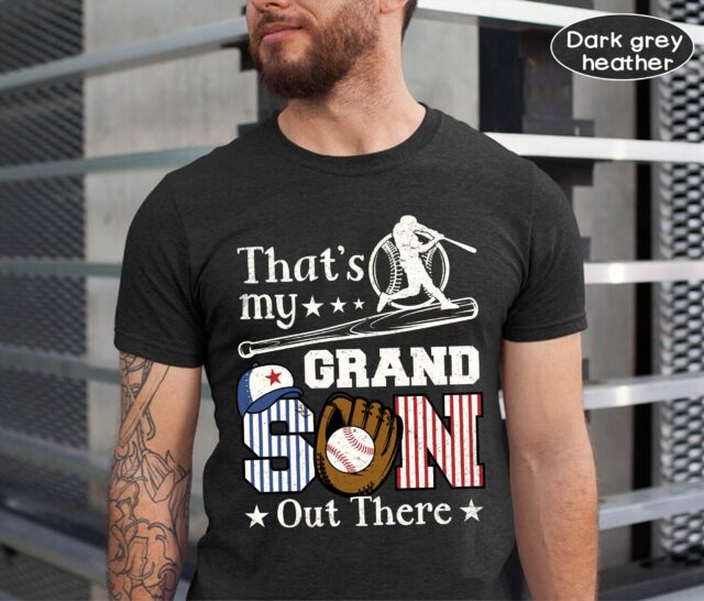 Baseball Grandpa Shirt – “That’s My Grandson Out There” American Flag Tee