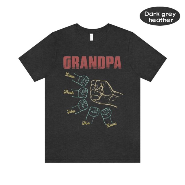 Dad Raised Fist Bump Shirt with Grandkids Hands – Father’s Day Gift