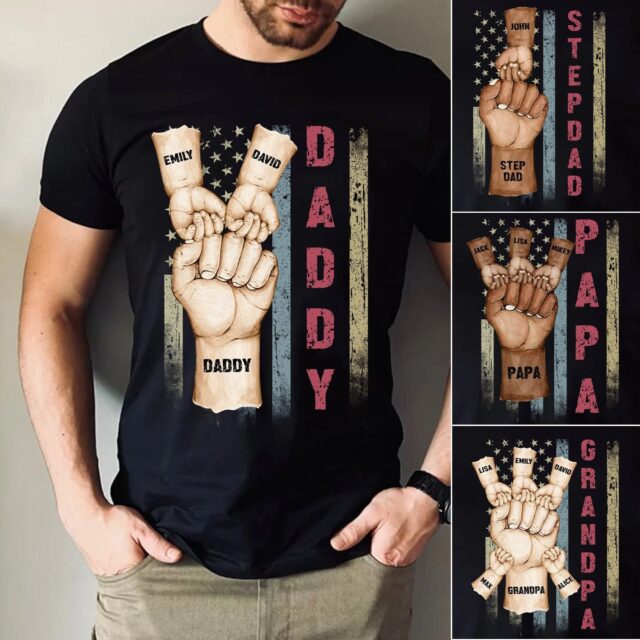 Personalized Grandpa Shirt – Custom Fist Bump & Grandchild Names