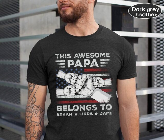 4th of July Papa Shirt – Custom Grandkids Hands & Name Tee
