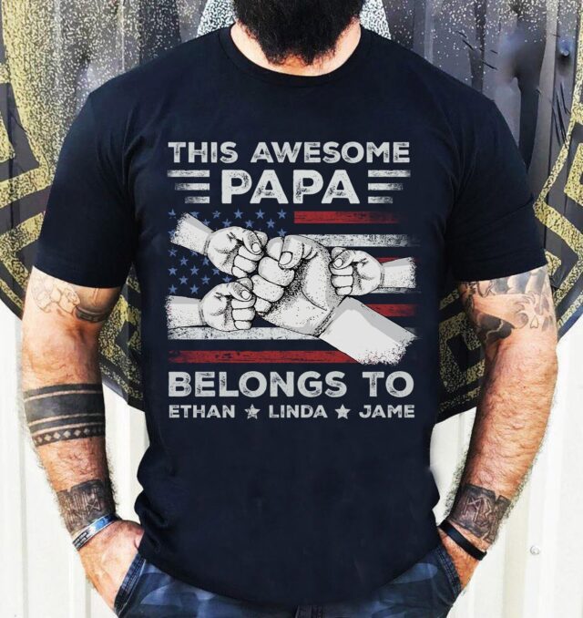 4th of July Papa Shirt – Custom Grandkids Hands & Name Tee