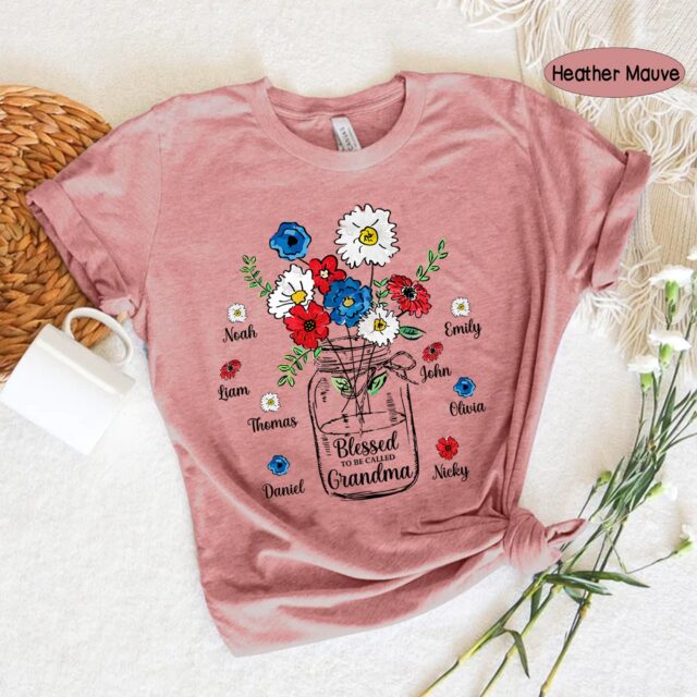 4th of July Blessed To Be Called Grandma Shirt with Grandkids Names – Patriotic Independence Day Gift