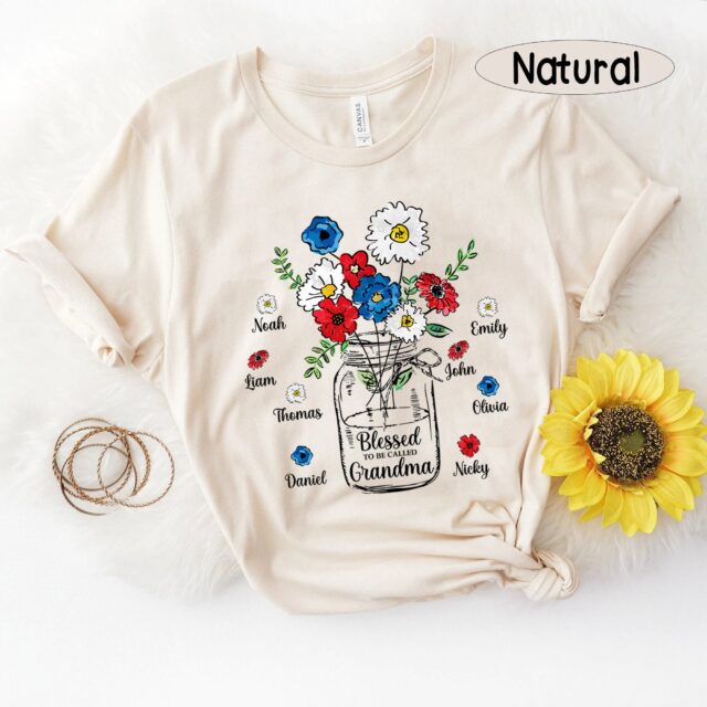 4th of July Blessed To Be Called Grandma Shirt with Grandkids Names – Patriotic Independence Day Gift