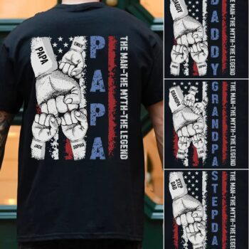 Papa Fist Bump Shirt with Grandkids Names – Father’s Day Gift