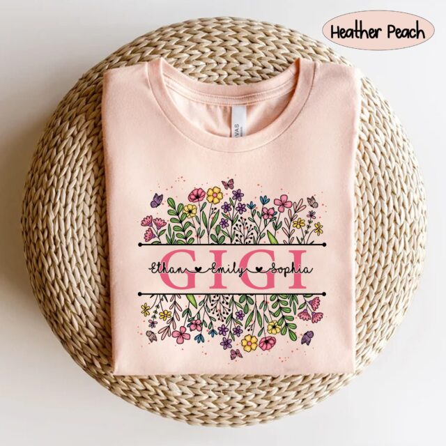 Personalized Grandma Wildflower Shirt with Grandkids – Custom Mimi Autumn Shirt for Birthday Gift