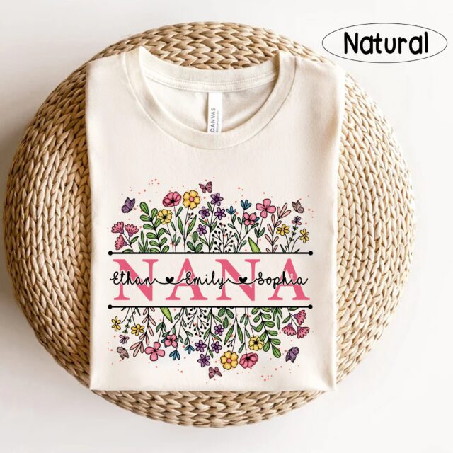 Personalized Grandma Wildflower Shirt with Grandkids – Custom Mimi Autumn Shirt for Birthday Gift