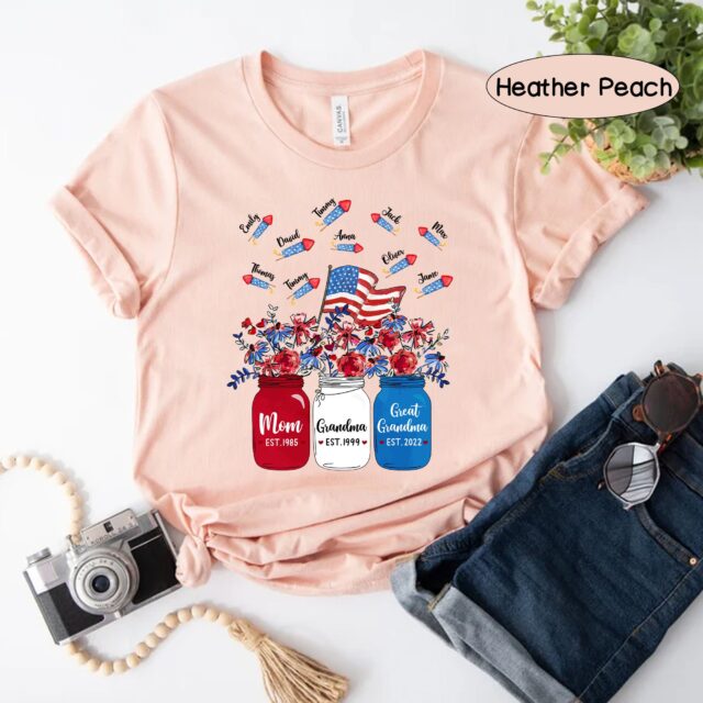 4th of July Great Grandma Shirt with Grandchild Name – Patriotic Independence Day Tee