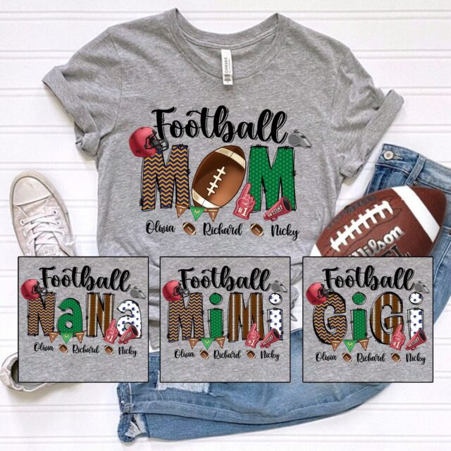 Personalized Football Mom Shirt – Custom Name Gift for Mom or Nana