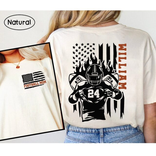 Custom Football Mom Shirt – Personalized Name & Number Football Mama Tee