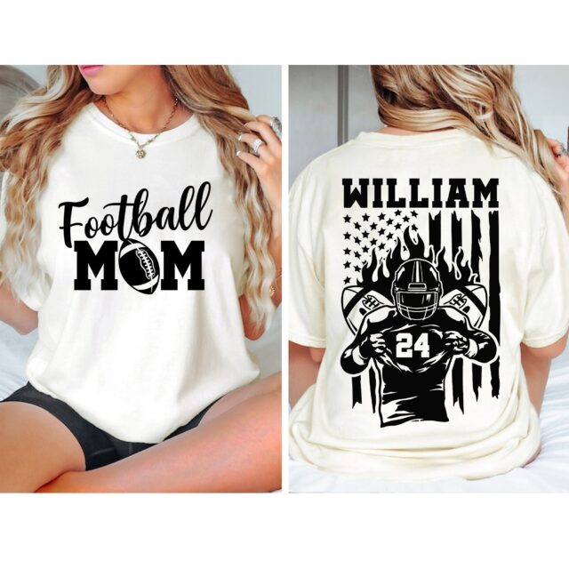 Personalized Football Mom Shirt – Custom Name & Number Football Mama Tee