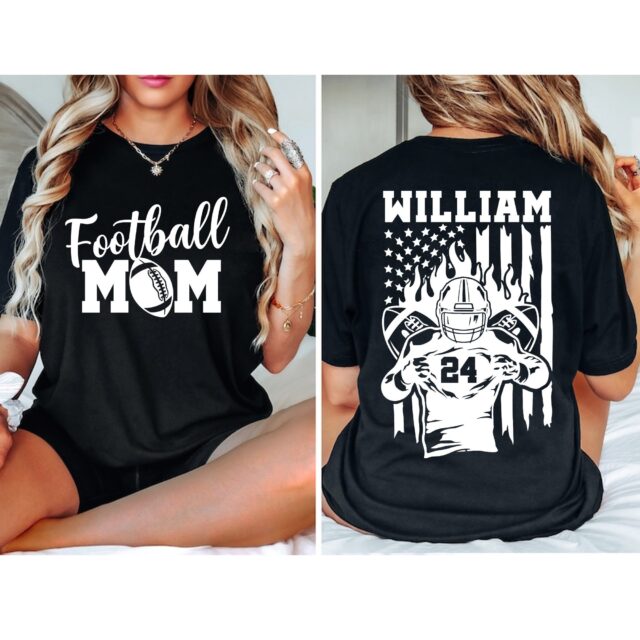 Personalized Football Mom Shirt – Custom Name & Number Football Mama Tee