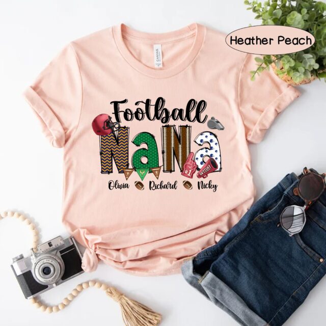 Personalized Football Mom Shirt – Custom Name Gift for Mom or Nana