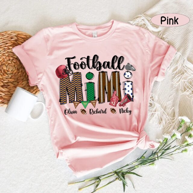 Personalized Football Mom Shirt – Custom Name Gift for Mom or Nana