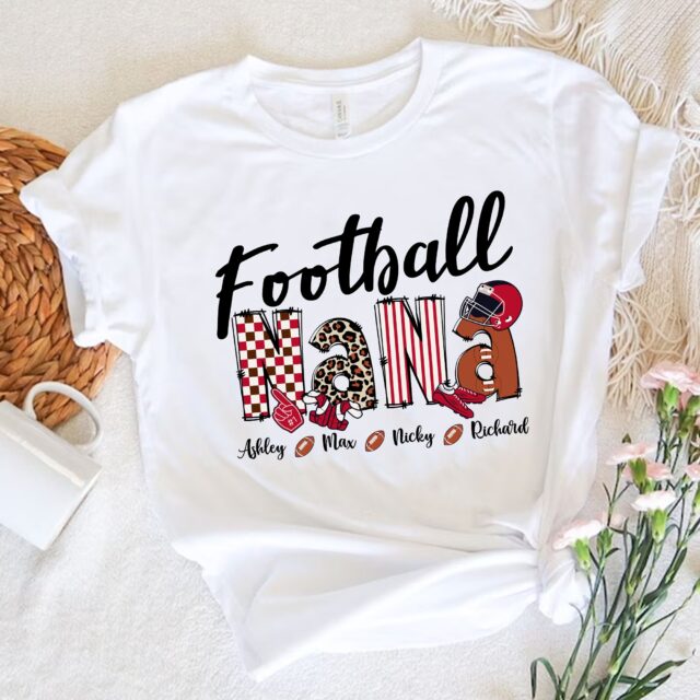 Personalized Football Mom Shirt – Custom Name Gift for Mom or Nana
