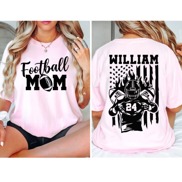 Personalized Football Mom Shirt – Custom Name & Number Football Mama Tee