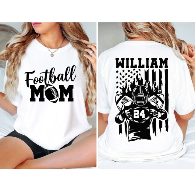 Personalized Football Mom Shirt – Custom Name & Number Football Mama Tee