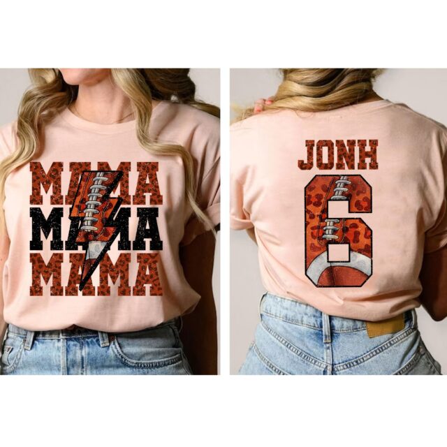 Custom Football Mama Shirt – Personalized Name & Number Football Mom Tee