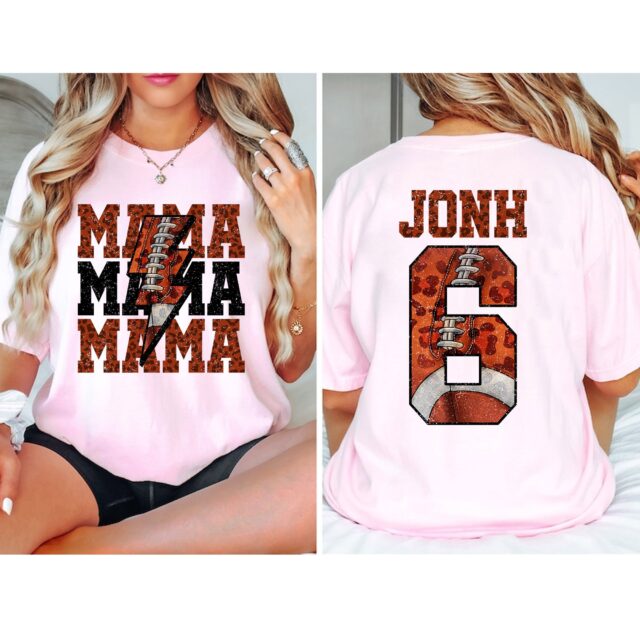 Custom Football Mama Shirt – Personalized Name & Number Football Mom Tee