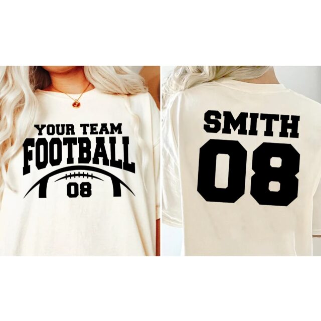 Custom Football Mom Shirt – Personalized Name & Number Team Tee