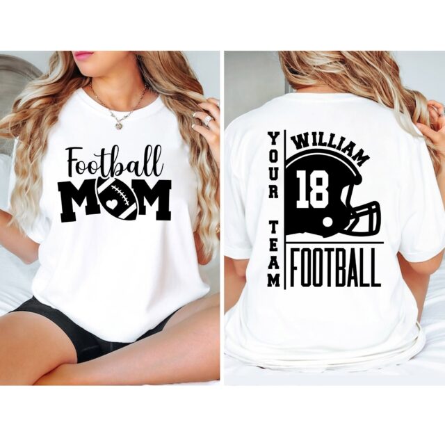 Personalized Football Mom Shirt – Name & Number Team Sports Tee