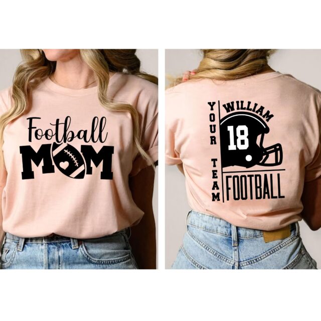 Personalized Football Mom Shirt – Name & Number Team Sports Tee
