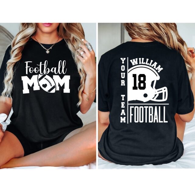 Personalized Football Mom Shirt – Name & Number Team Sports Tee