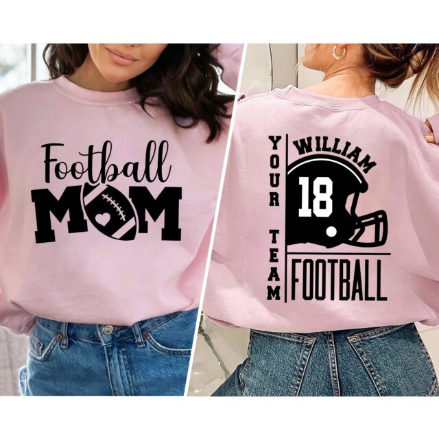 Personalized Football Mom Shirt – Name & Number Team Sports Tee