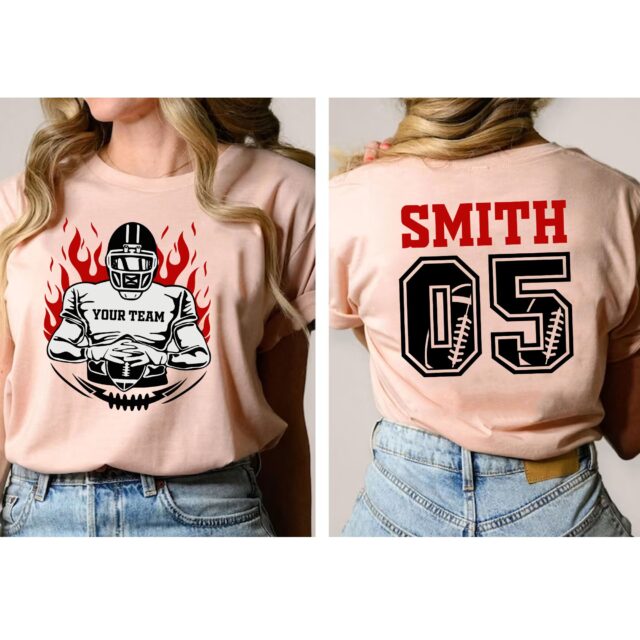 Football Mom Shirt with Personalized Name and Number – Football Mama Team Shirt