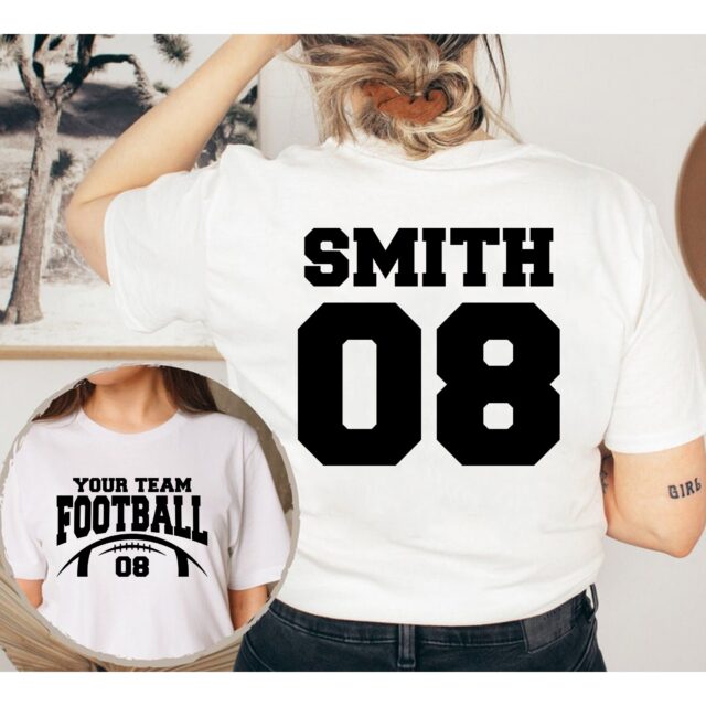 Custom Football Mom Shirt – Personalized Name & Number Team Tee