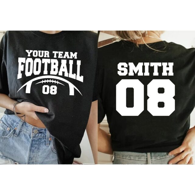 Custom Football Mom Shirt – Personalized Name & Number Team Tee
