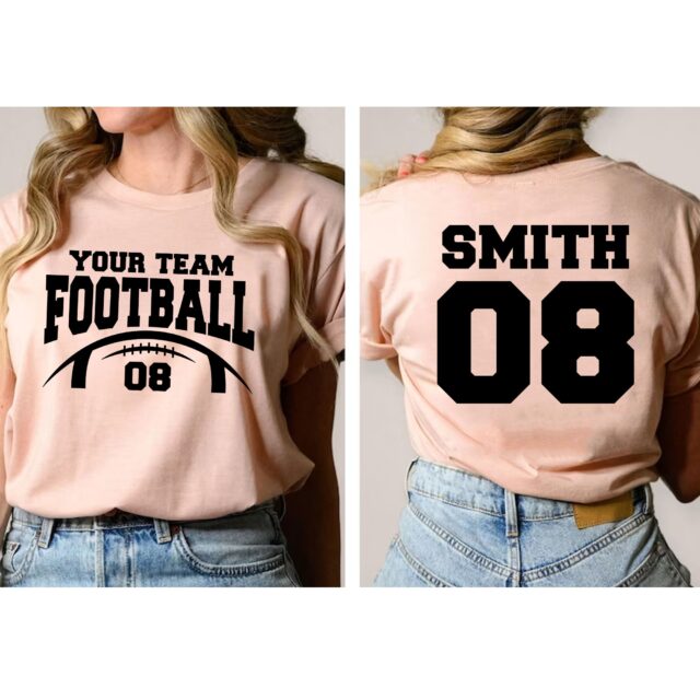 Custom Football Mom Shirt – Personalized Name & Number Team Tee