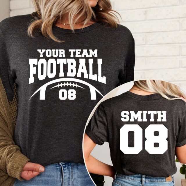 Custom Football Mom Shirt – Personalized Name & Number Team Tee