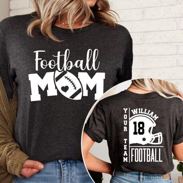 Personalized Football Mom Shirt – Name & Number Team Sports Tee