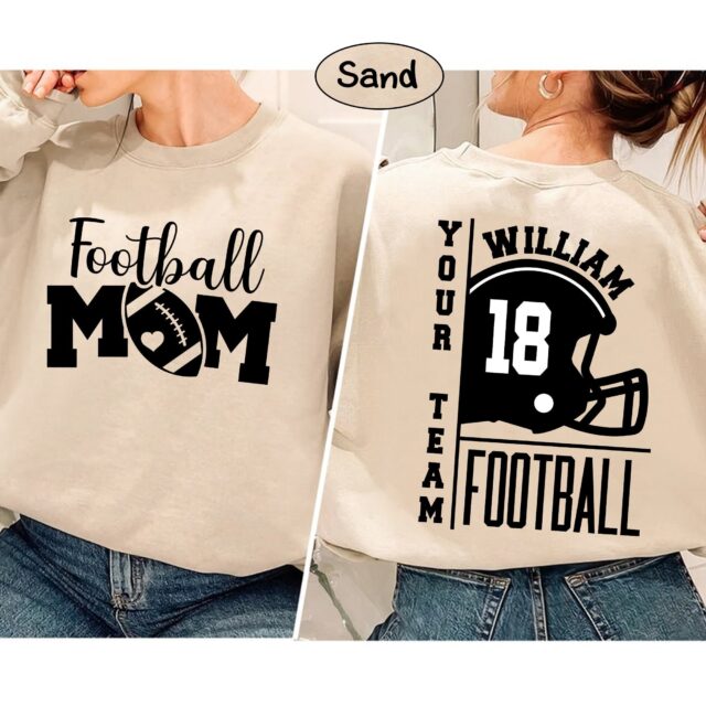 Personalized Football Mom Shirt – Name & Number Team Sports Tee
