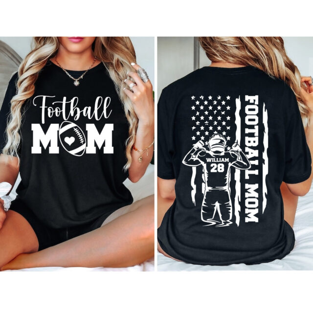 Custom Football Mom Shirt – Personalized Name & Number Football Mama Tee