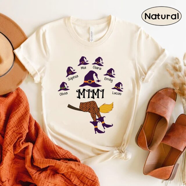 Personalized Halloween Grandma Witch Shirt – Custom Nickname with Kid Names