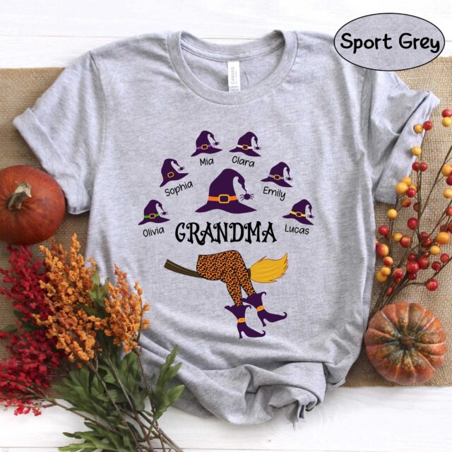 Personalized Halloween Grandma Witch Shirt – Custom Nickname with Kid Names