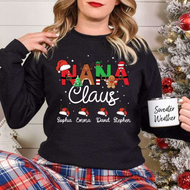 Custom Nana Claus Shirt – Christmas Grandma Claus Sweatshirt