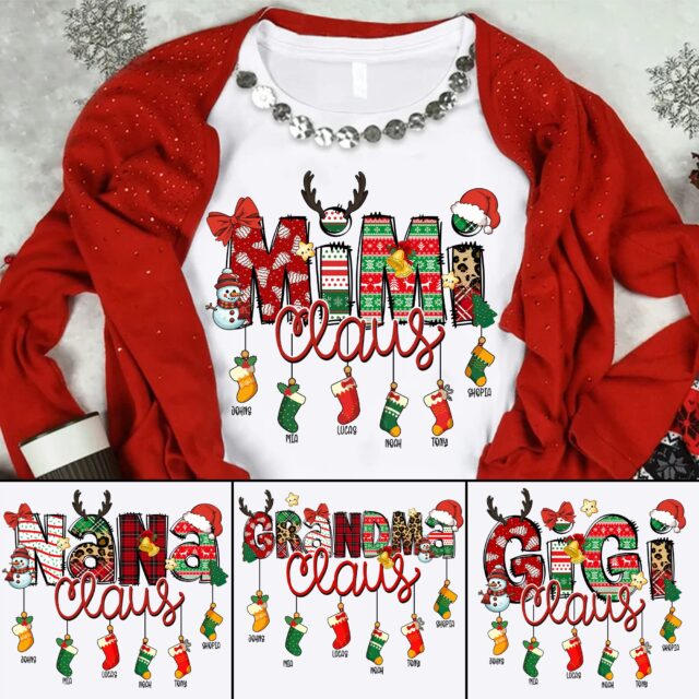 Custom Mimi Claus Shirt with Grandkids Names – Christmas Sweatshirt for Nana, Gigi