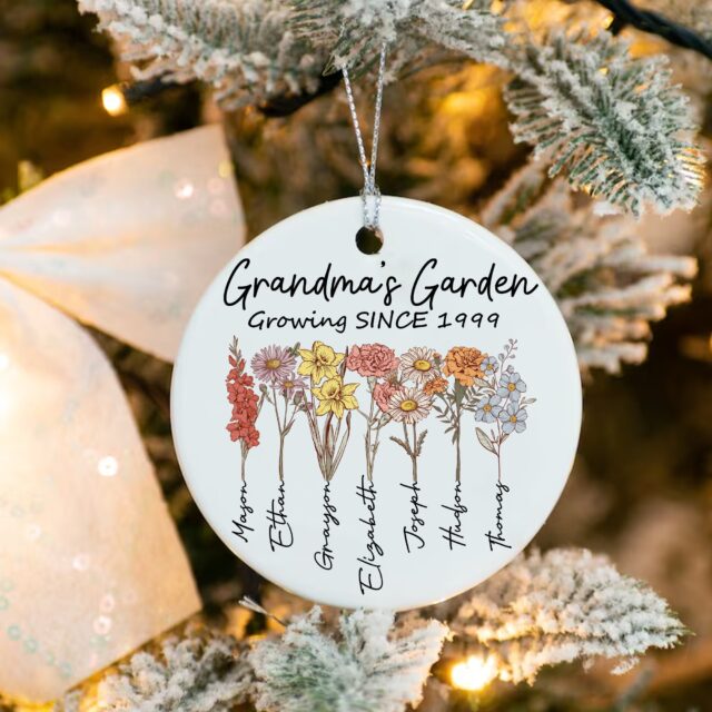 Grandma’s Garden Family Birth Flower Ornament – Christmas Decoration 2024