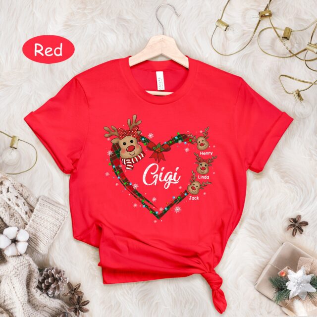 Personalized Christmas Reindeer Grandma Shirt – Custom Kidnames Gift