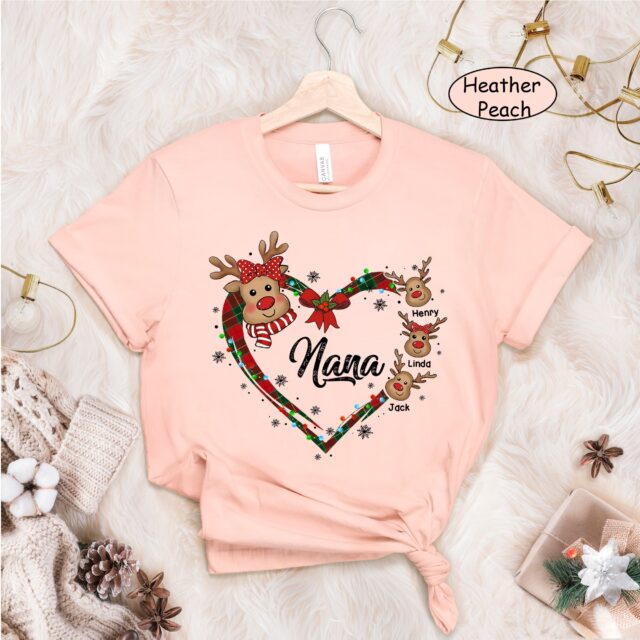 Personalized Christmas Reindeer Grandma Shirt – Custom Kidnames Gift