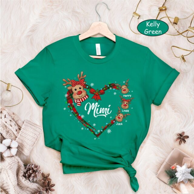 Personalized Christmas Reindeer Grandma Shirt – Custom Kidnames Gift