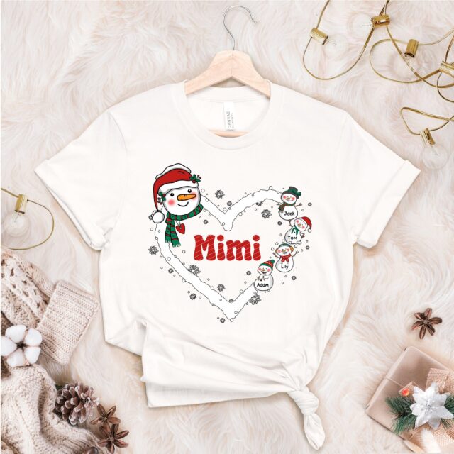 Personalized Christmas Snowman Grandma Shirt – Custom Nana Mimi Gift